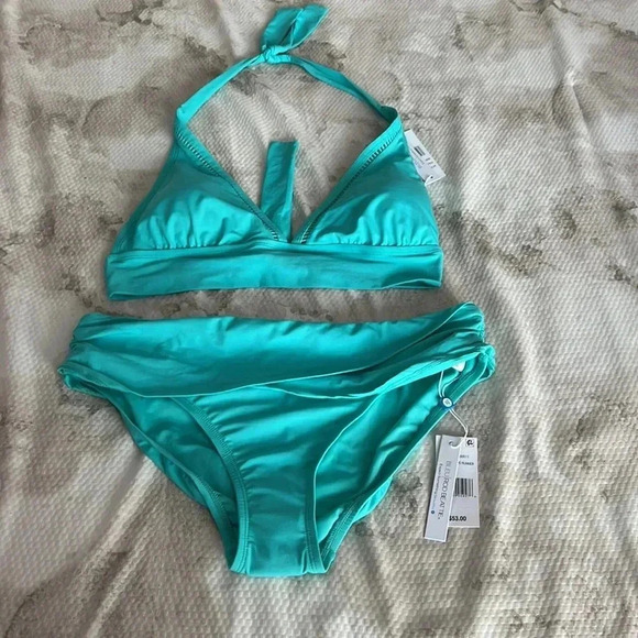 Bleu Rod Beattie V-Neck Banded Halter Bikini Top and Bikini Bottom - Picture 4 of 11